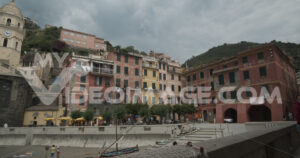 Colorfull houses video footage. Colorful village houses overlooking the sea.  Video footage.
