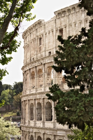 Colosseo, Anfiteatro Flavio. Roma. Detail of the Colosseum also called the Flavian Amphitheater. The construction is made of travertine marble. - MyVideoimage.com | Foto stock & Video footage