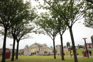 Concertgebouw Amsterdam. Concertgebouw (concert hall) and the Stedelijk Museum in Amsterd - MyVideoimage.com | Foto stock & Video footage