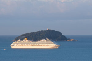 Costa fascinosa cruise ship. Cruise ship Costa Fascinosa sails in the Gulf of La Spezia. Stock photos. - MyVideoimage.com | Foto stock & Video footage