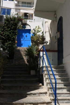 Courtyard of a Mediterranean style house with a marble staircase - MyVideoimage.com