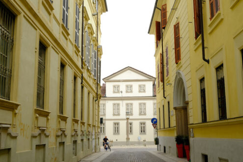 Empty road. Street in the historic center of Alessandria.  Stock photos. - MyVideoimage.com | Foto stock & Video footage