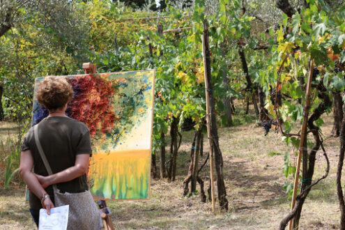 Exhibition of paintings in a picturesque garden of Panzano in Ch - MyVideoimage.com