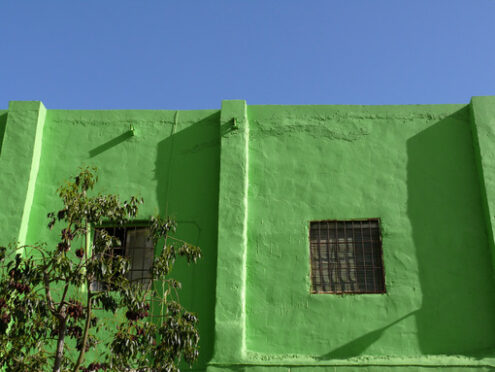 Facade with window painted green - MyVideoimage.com