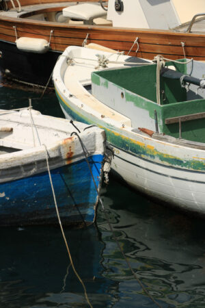 Fishing boats. Fishing boats moored at the harbor. Fishing is still an importan - MyVideoimage.com | Foto stock & Video footage