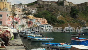 Fishing houses footage. Fishing village on the island of Procida, near Naples.  Video footage. - MyVideoimage.com | Foto stock & Video footage