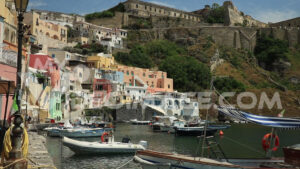 Fishing village video. Procida Island near Naples. Port of Corricella frequented by fishermen.   Video footage. - MyVideoimage.com | Foto stock & Video footage