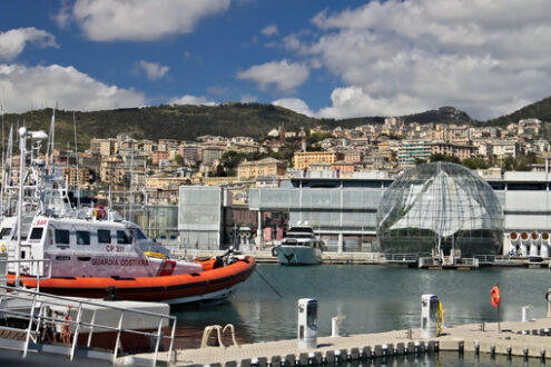 Genoa. Ancient port and aquarium. - MyVideoimage.com | Foto stock & Video footage