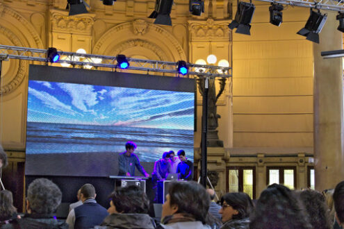 Genoa. Conference at the stock exchange building. - MyVideoimage.com | Foto stock & Video footage