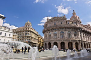 Genoa. Fountain of Piazza de Ferrari. - MyVideoimage.com | Foto stock & Video footage