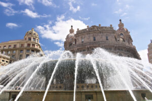 Genoa. Fountain of Piazza de Ferrari. - MyVideoimage.com | Foto stock & Video footage