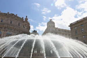 Genoa. Fountain of Piazza de Ferrari. - MyVideoimage.com | Foto stock & Video footage