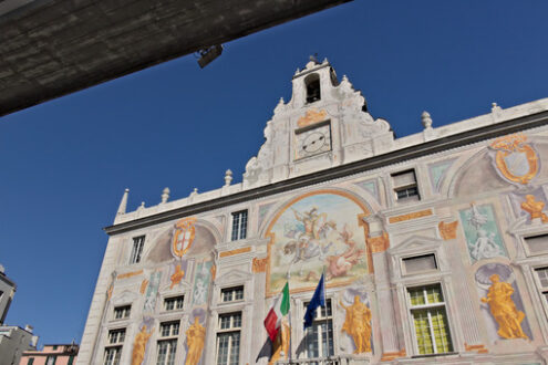 Genoa. Palace of San Giorgio and the elevated road - MyVideoimage.com | Foto stock & Video footage