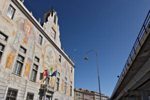 Genoa. Palace of San Giorgio and the elevated road - MyVideoimage.com | Foto stock & Video footage