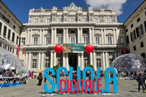 Genoa. Palazzo Ducale with Digital School event - MyVideoimage.com | Foto stock & Video footage