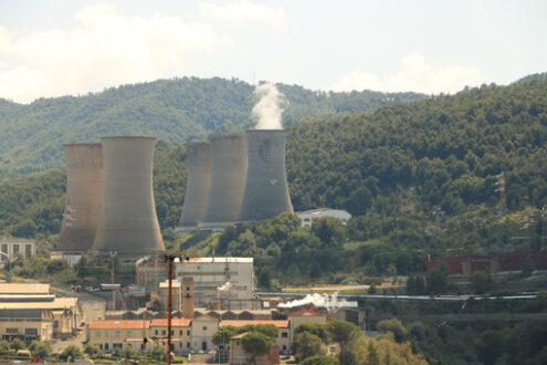 Geothermal power plant for electricity production. Condensation - MyVideoimage.com