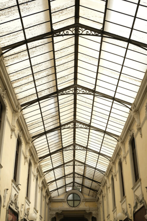 Glass roof. Ancient commercial gallery of Alessandria. Stock photos. - MyVideoimage.com | Foto stock & Video footage