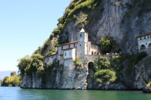 Hermitage of Santa Caterina del Sasso overlooking Lake Maggiore. - MyVideoimage.com