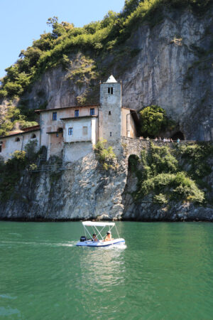 Hermitage of Santa Caterina del Sasso overlooking Lake Maggiore. - MyVideoimage.com