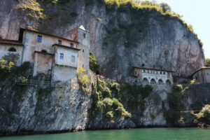 Hermitage of Santa Caterina del Sasso overlooking Lake Maggiore. - MyVideoimage.com