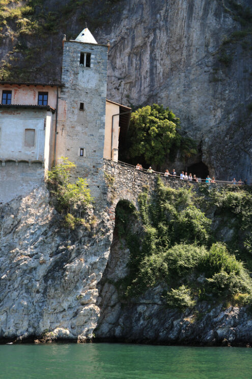 Hermitage of Santa Caterina del Sasso overlooking Lake Maggiore. - MyVideoimage.com