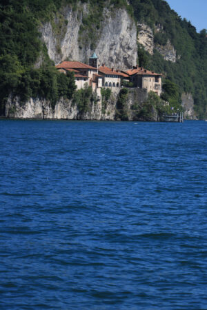 Hermitage of Santa Caterina del Sasso overlooking Lake Maggiore. - MyVideoimage.com