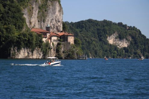 Hermitage of Santa Caterina del Sasso overlooking Lake Maggiore. - MyVideoimage.com