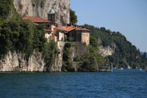 Hermitage of Santa Caterina del Sasso overlooking Lake Maggiore. - MyVideoimage.com