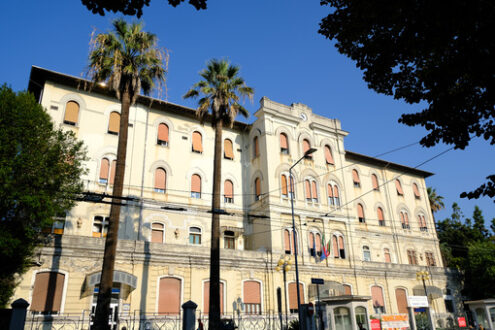 Hospital of La Spezia Civic hospital of La Spezia in the city center.  Stock photos. - MyVideoimage.com | Foto stock & Video footage