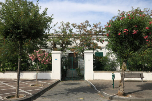 House gate of a Mediterranean style villa. - MyVideoimage.com