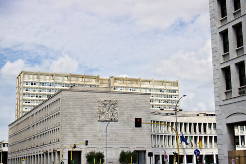 INPS Headquartiers. Palace of the INPS in Rome Eur, Via Ciro il Grande. - MyVideoimage.com | Foto stock & Video footage