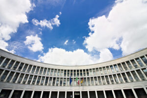 INPS, Sede di Roma EUR. Palace of the INPS in Rome Eur, Piazza delle Nazioni Unite. Roma foto. - MyVideoimage.com | Foto stock & Video footage