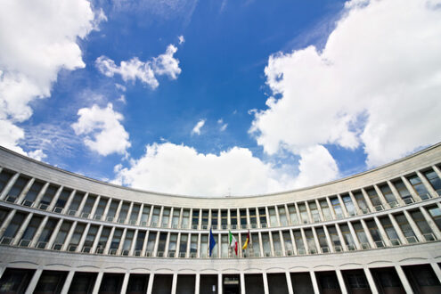 INPS, Sede di Roma EUR. Palace of the INPS in Rome Eur, Piazza delle Nazioni Unite. Roma foto. - MyVideoimage.com | Foto stock & Video footage