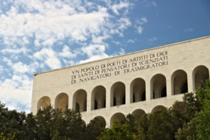 Italian Civilisation built. Palace of Italian Civilization built in Rome EUR. Fendi exhibition. - MyVideoimage.com | Foto stock & Video footage