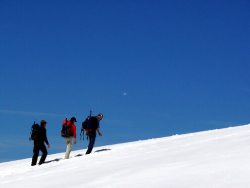 Jungfrau, Switzerland. 08/06/2009. People on snow trails - MyVideoimage.com