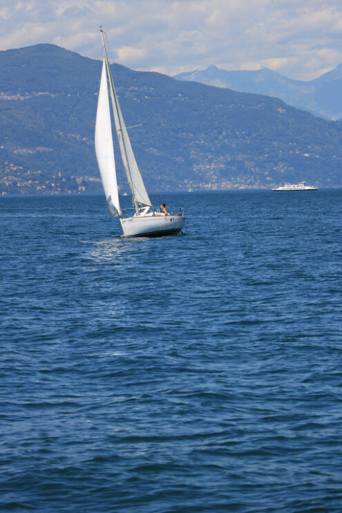 Lake Maggiore. Italy. About  June 2019. Sailing boat on Lake Mag - MyVideoimage.com