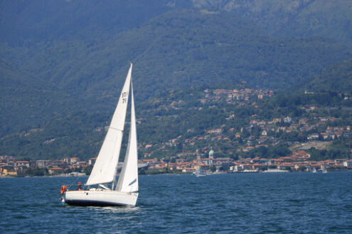 Lake Maggiore. Italy. About  June 2019. Sailing boat on Lake Mag - MyVideoimage.com