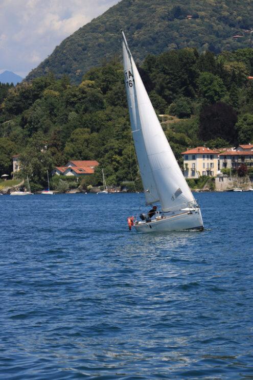 Lake Maggiore. Italy. About  June 2019. Sailing boat on Lake Mag - MyVideoimage.com