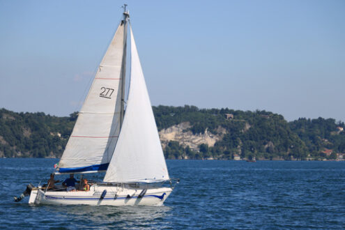 Lake Maggiore. Italy. About  June 2019. Sailing boat on Lake Mag - MyVideoimage.com