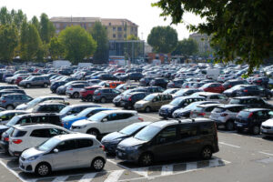 Large car park in Asti Large car park with cars. Stock photos. - MyVideoimage.com | Foto stock & Video footage