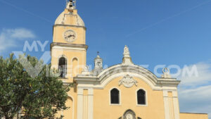 Mediterranean architecture footage. Church with bell tower in Procida.  Video footage. - MyVideoimage.com | Foto stock & Video footage