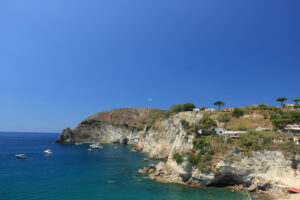 Mediterranean sea with yacht and cliff. Natural panorama of the - MyVideoimage.com