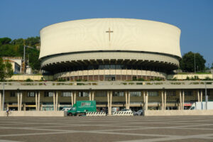 Modern church in La Spezia. Large square in La Spezia and Cathedral. Stock photos. - MyVideoimage.com | Foto stock & Video footage