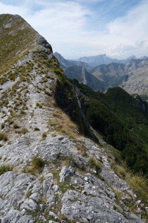 Mountain ridge in Alta Versilia, Monte Corchia. Alpine panorama on the Apuan Alps. - MyVideoimage.com | Foto stock & Video footage