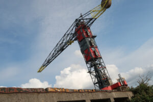 NDSM construction site crane in Amsterdam. The old crane has bee - MyVideoimage.com