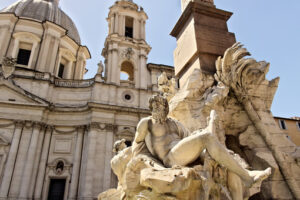 Navona square. Fountain of the four rivers in Piazza Navona, Rome. - MyVideoimage.com | Foto stock & Video footage