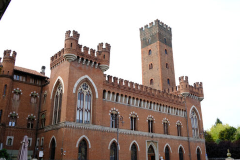 Neo gothic palace. Medici del Vascello neo-Gothic palace in Asti. Stock photos. - MyVideoimage.com | Foto stock & Video footage