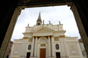 Neoclassical facade. Cathedral of the Piedmontese city of Alessandria. Stock photos. - MyVideoimage.com | Foto stock & Video footage