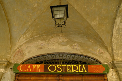 Old cafè in Busseto. Sign of an old café and tavern in Busseto. Stock photos. - MyVideoimage.com | Foto stock & Video footage