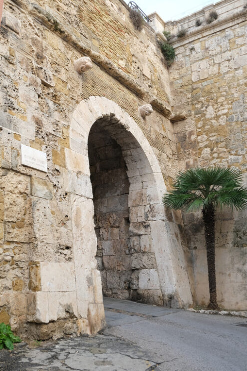 Outdoor venue Door of the two lions in Cagliari. Stock photos. - MyVideoimage.com | Foto stock & Video footage